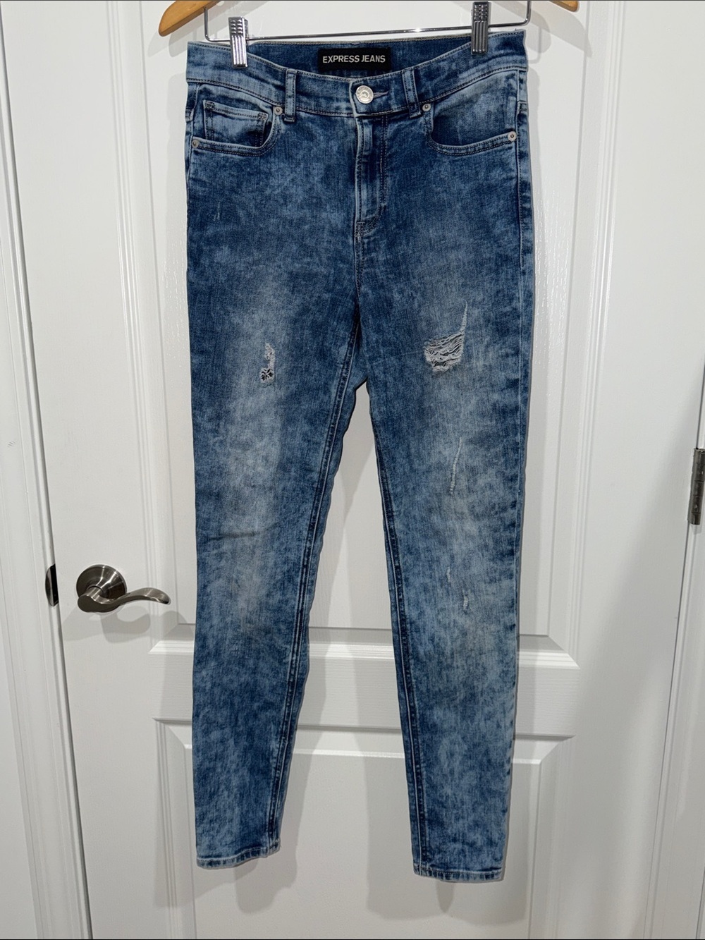 Express Women's acid wash legging high rise  Blue Skinny Jeans size 4R y2k